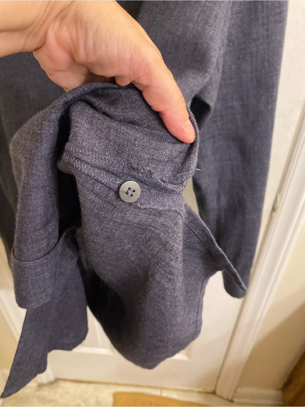 EILEEN FISHER LINEN BLEND BUTTON FRONT SHIRT DARK SLATE BLUE MEDIUM TIMELESS - Picture 10 of 13
